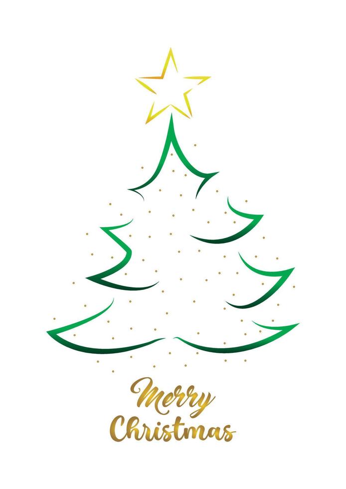 Drawn christmas tree isolated on white background vector illustration