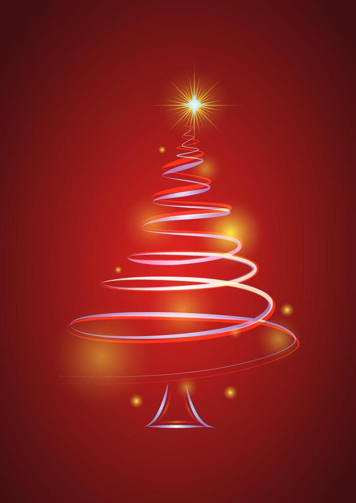 Vector Illustration of Christmas Tree Design Isolated on Red Background