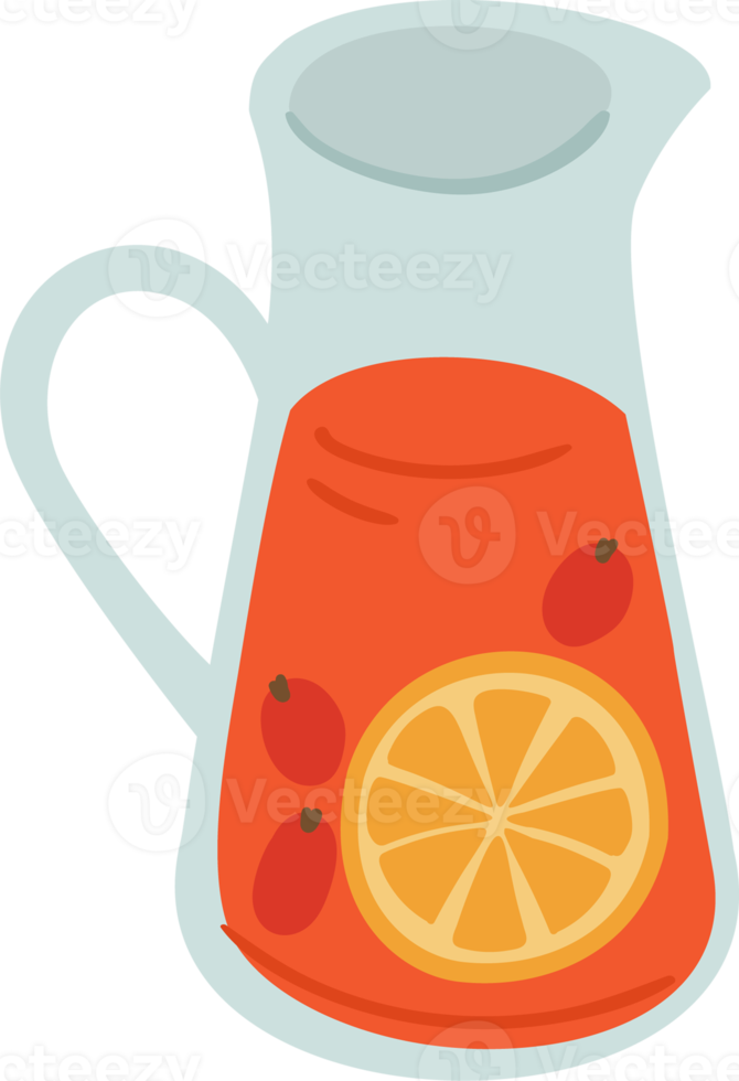 Jug with red drink. Illustration. png