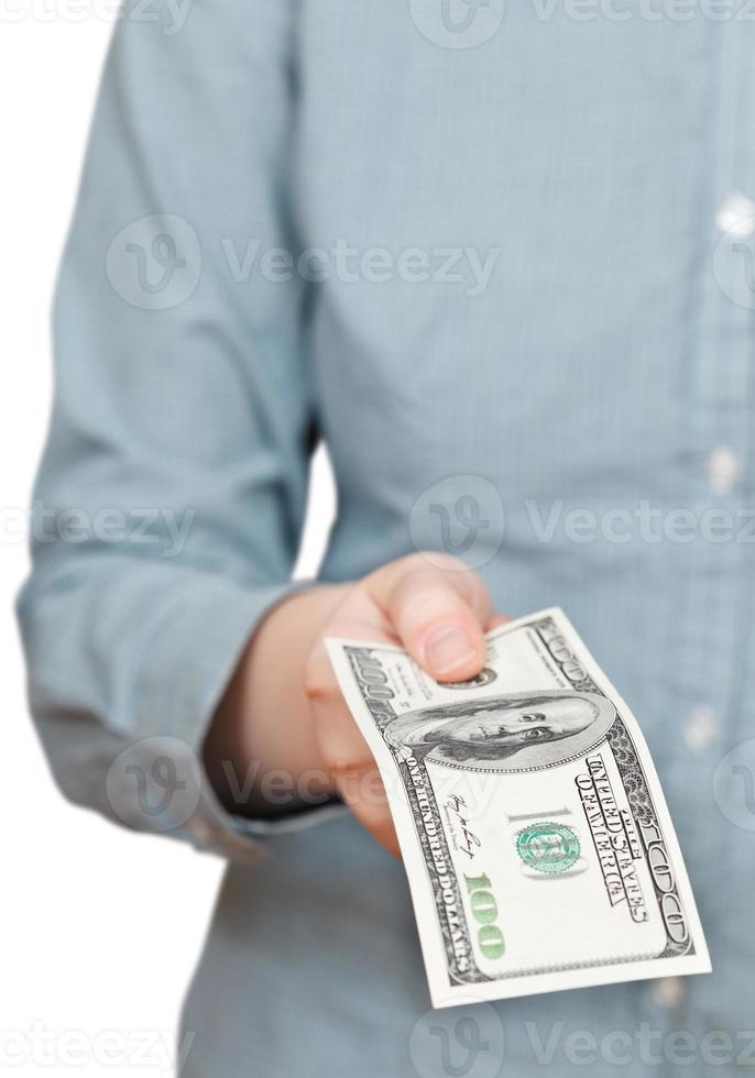 hundred dollars banknote in hand photo