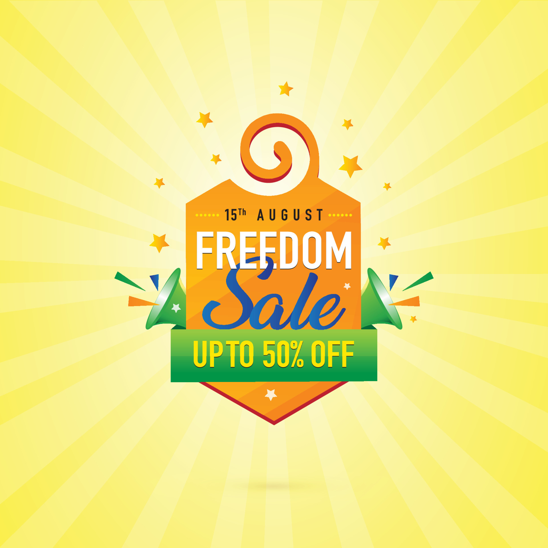 15th Freedom Sale on Independence Day of India, Logo Design, Template
