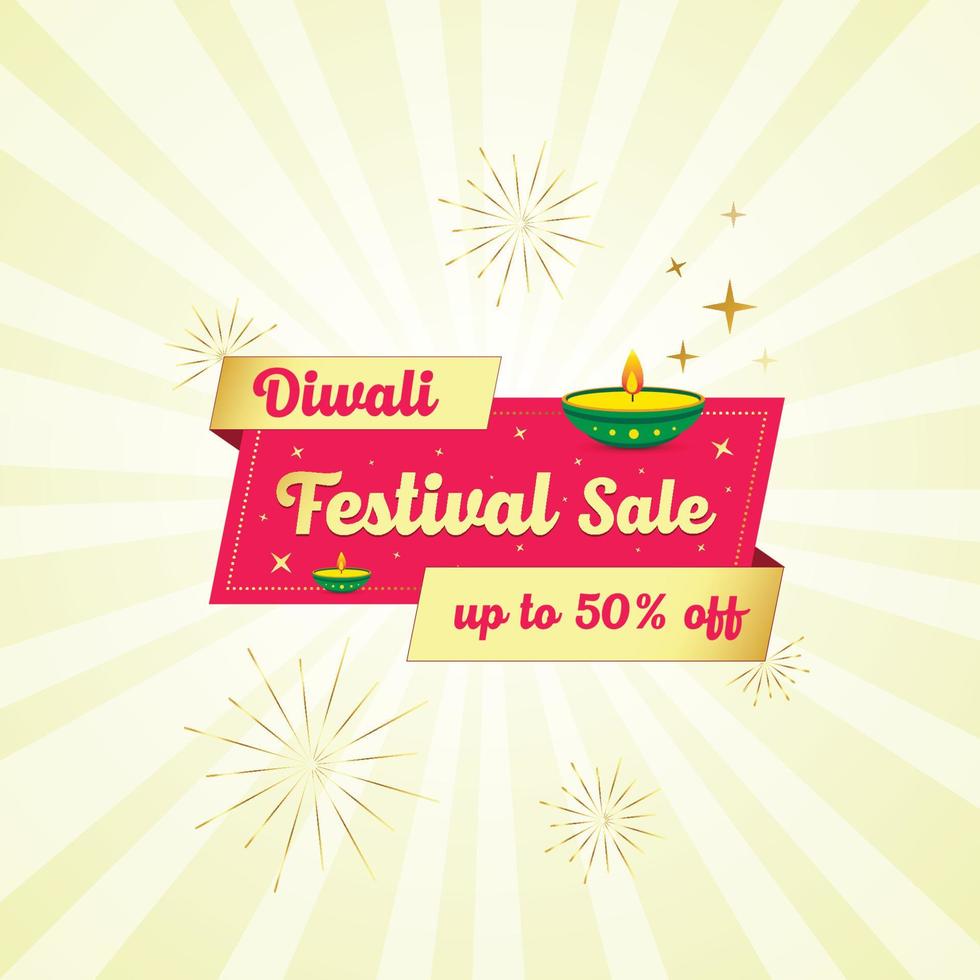 Diwali festival sale offer logo unit with lamp and shine graphics, Diwali celebration background, Banner, Logo vector