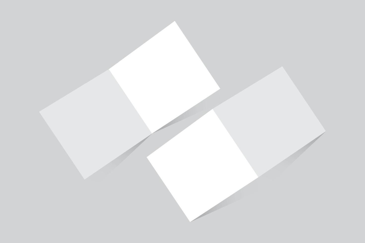 Square brochure front and back mock up, One fold square flyer with copy space, Vector illustration.