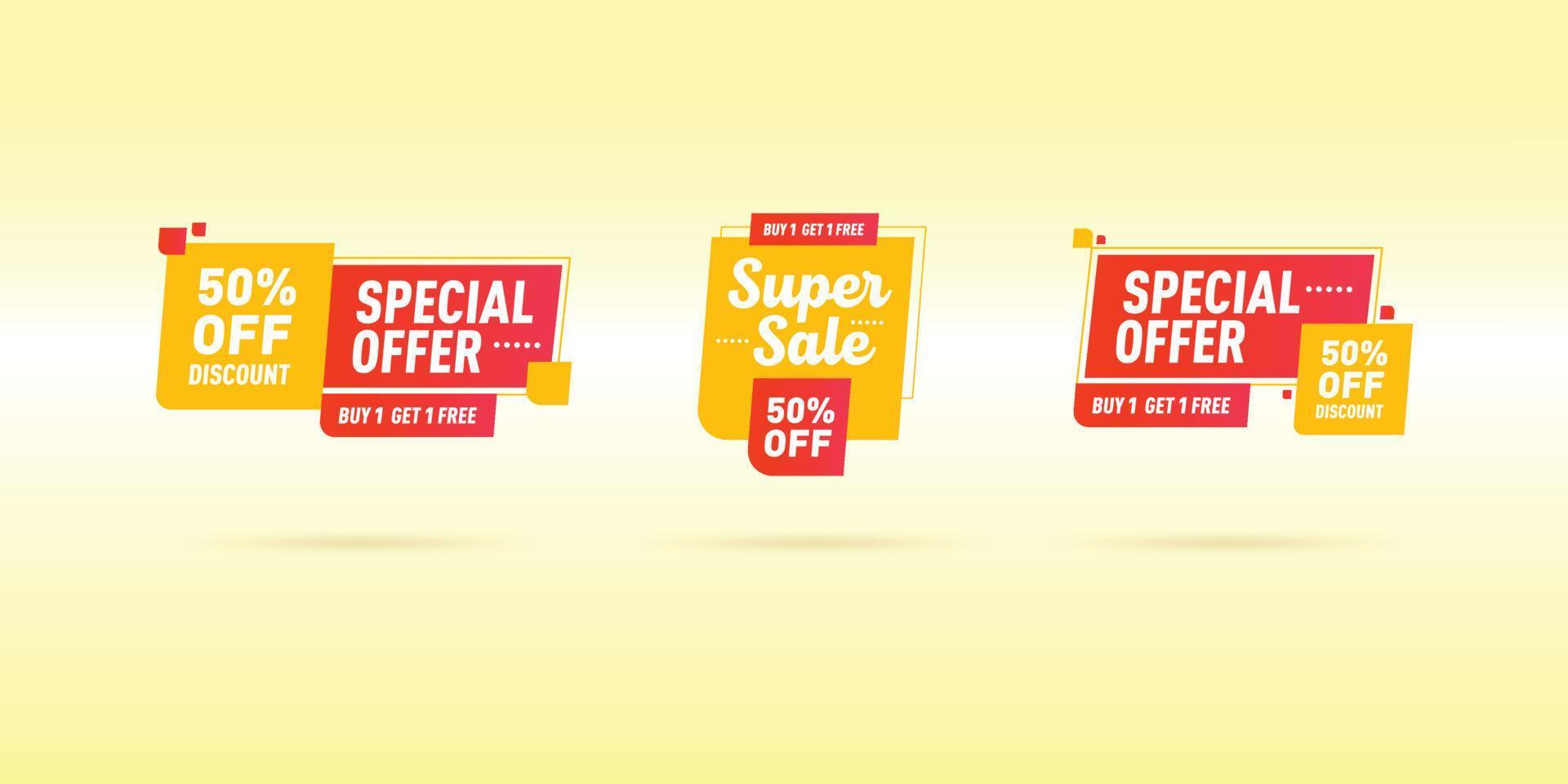 Design label element with geometric shape for discount sale offer. special offer, super offer. mega sale. vector