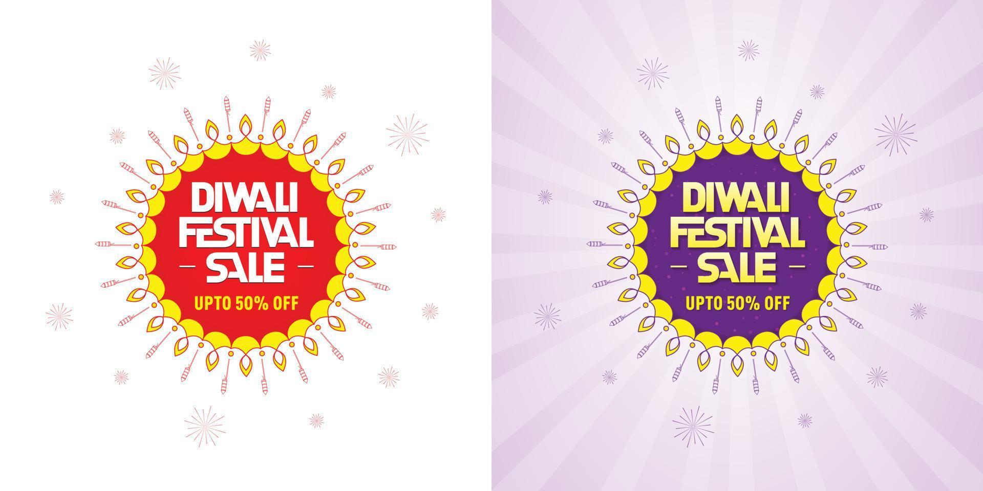 diseño de banner con lámpara vectorial y fondo de cohete para la unidad de logotipo de oferta de venta de celebración del festival diwali. vector