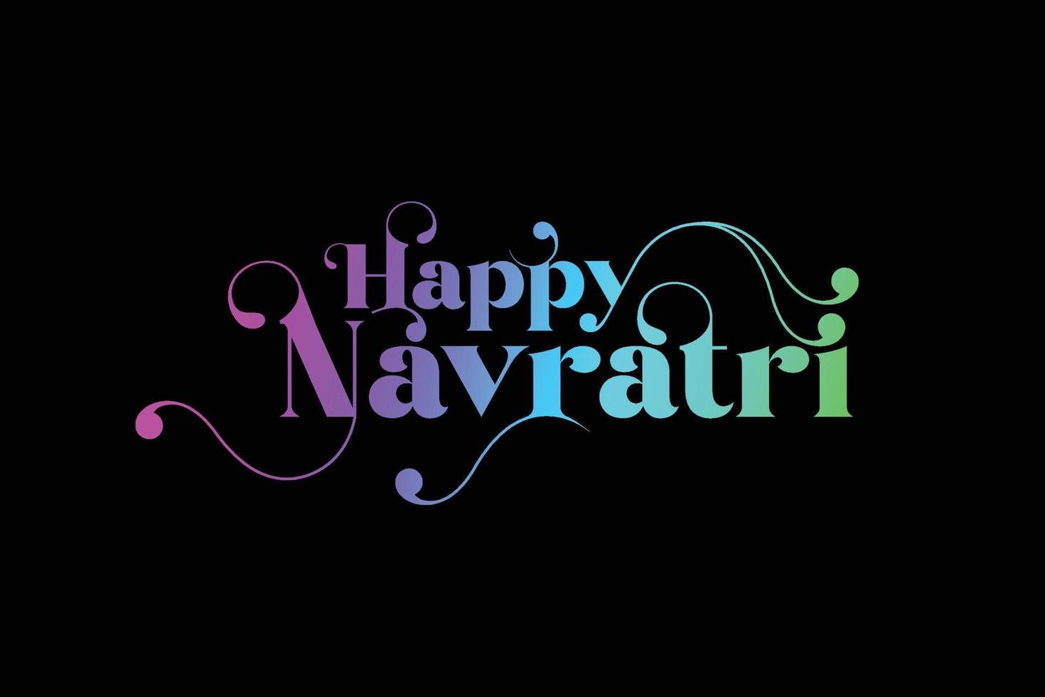 Happy Navratri colourful typography logo unit with black background. vector