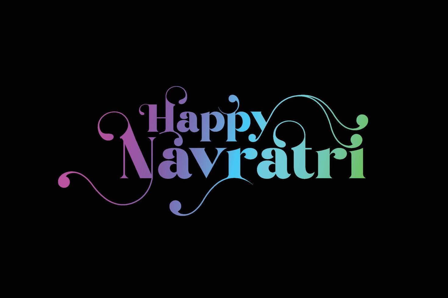 feliz unidad de logotipo de tipografía colorida navratri con fondo negro. vector