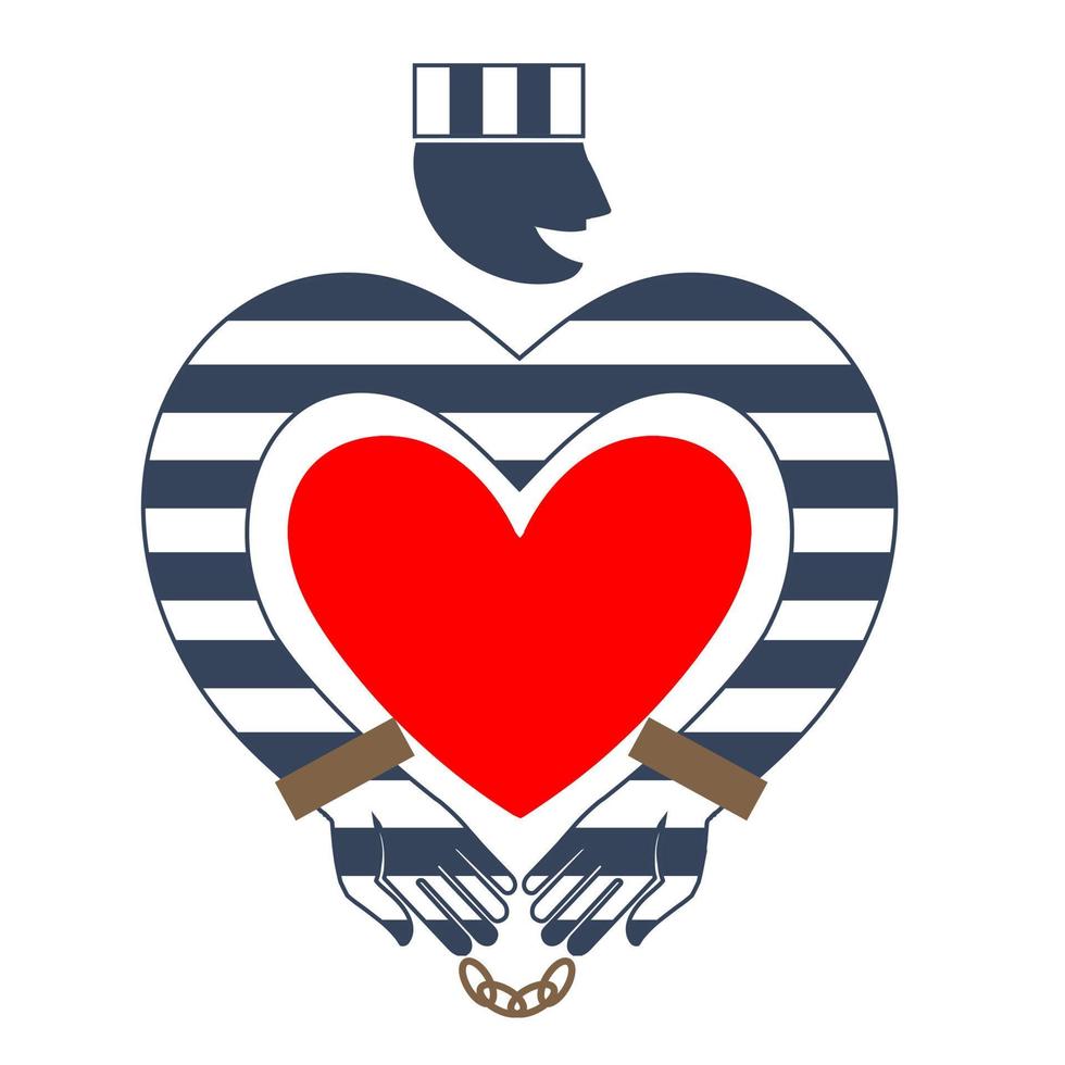 Prisoner with a heart icon. vector