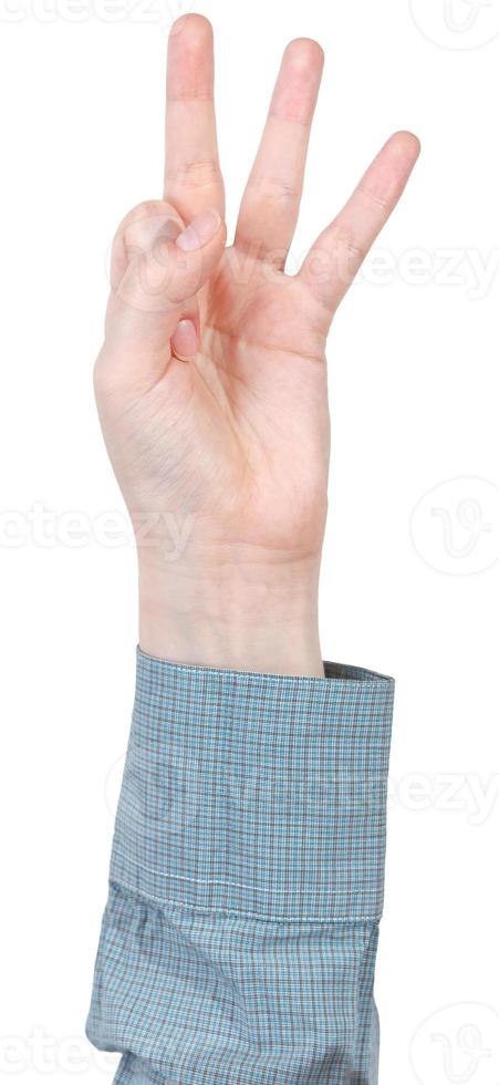 three count on fingers - hand gesture photo