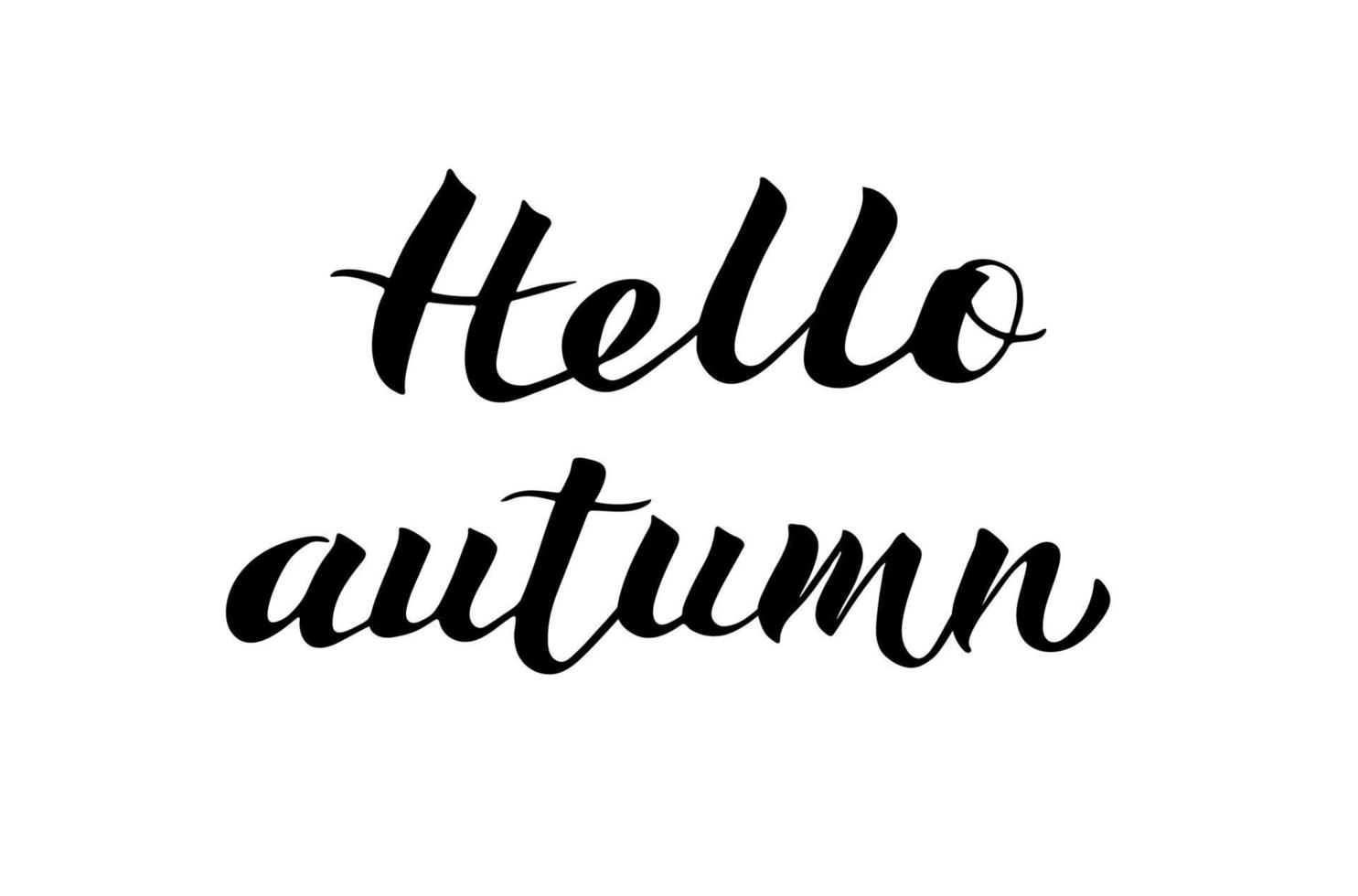 Hello Autumn written with brush pen. Modern calligraphy font handwritten lettering isolated on white. Easy to edit vector element of design.