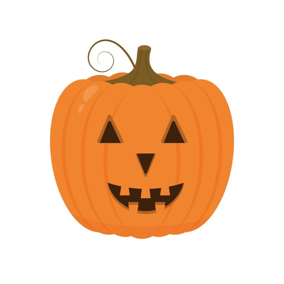 Laughing Halloween Pumpkin icon isolated on white. Cute cartoon Jack-o'-Lantern. Halloween party decorations. Easy to edit vector template