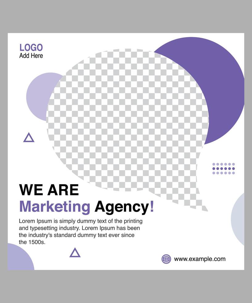 Digital Marketing Social Media Post Template, Marketing Agency Banner Template vector