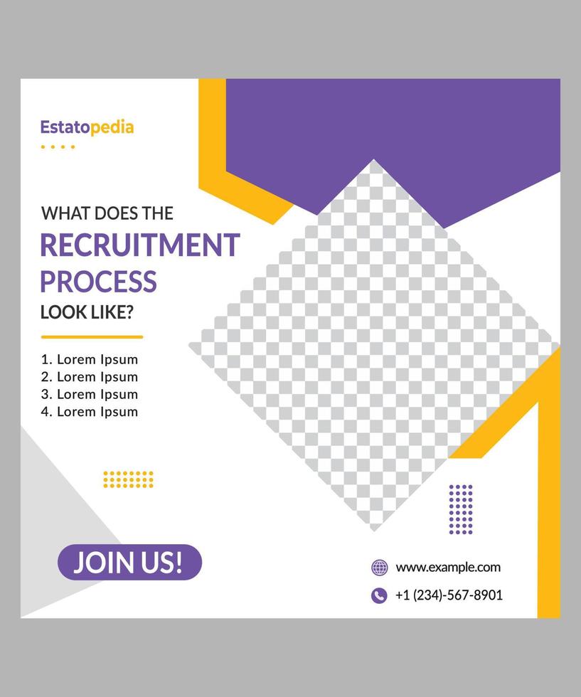 Recruitment Social Media Post Template vector