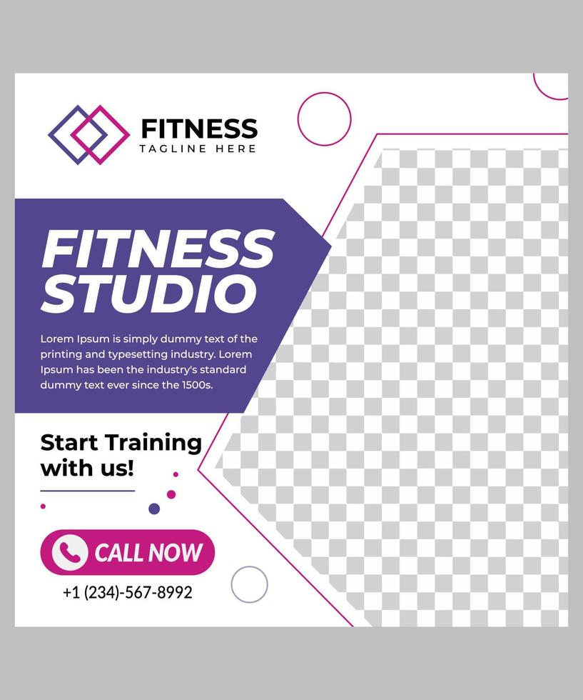 Fitness Social Media Post Template, Banner Template vector