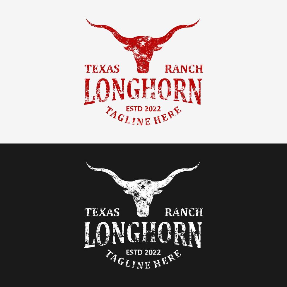 logo vintage grunge longhorn texas ranch vector