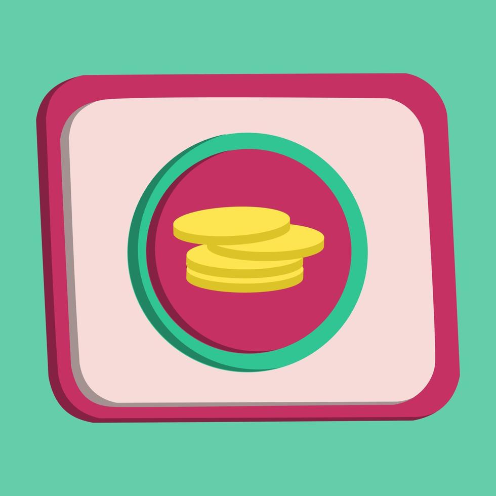 Gold coin button vector