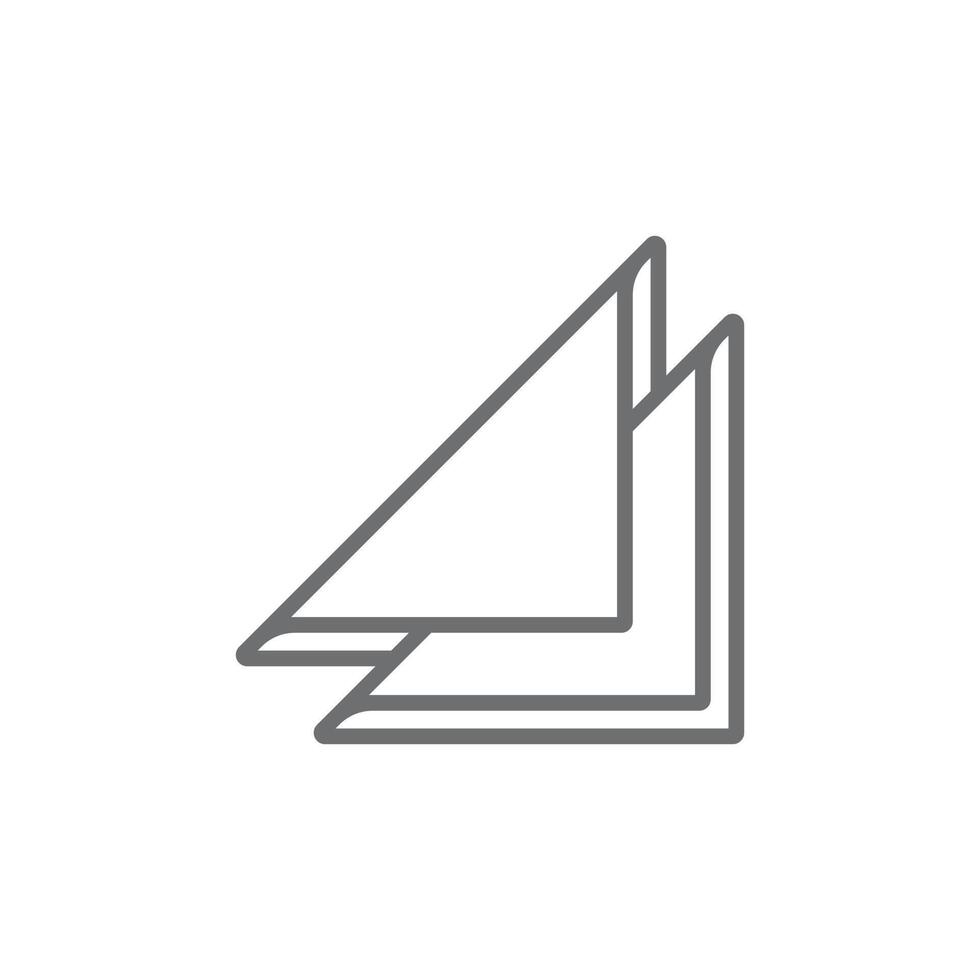 eps10 icono de arte de línea de servilleta plegada vectorial gris aislado en fondo blanco. símbolo de contorno de servilleta de papel triangular en un estilo moderno y plano simple para el diseño de su sitio web, logotipo y aplicación móvil vector