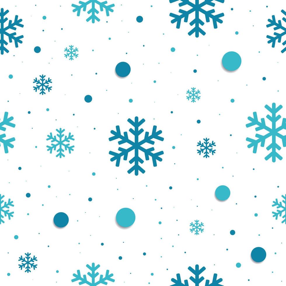 Seamless pattern with snowflakes in white and blue colors. New year and Christmas design. vector