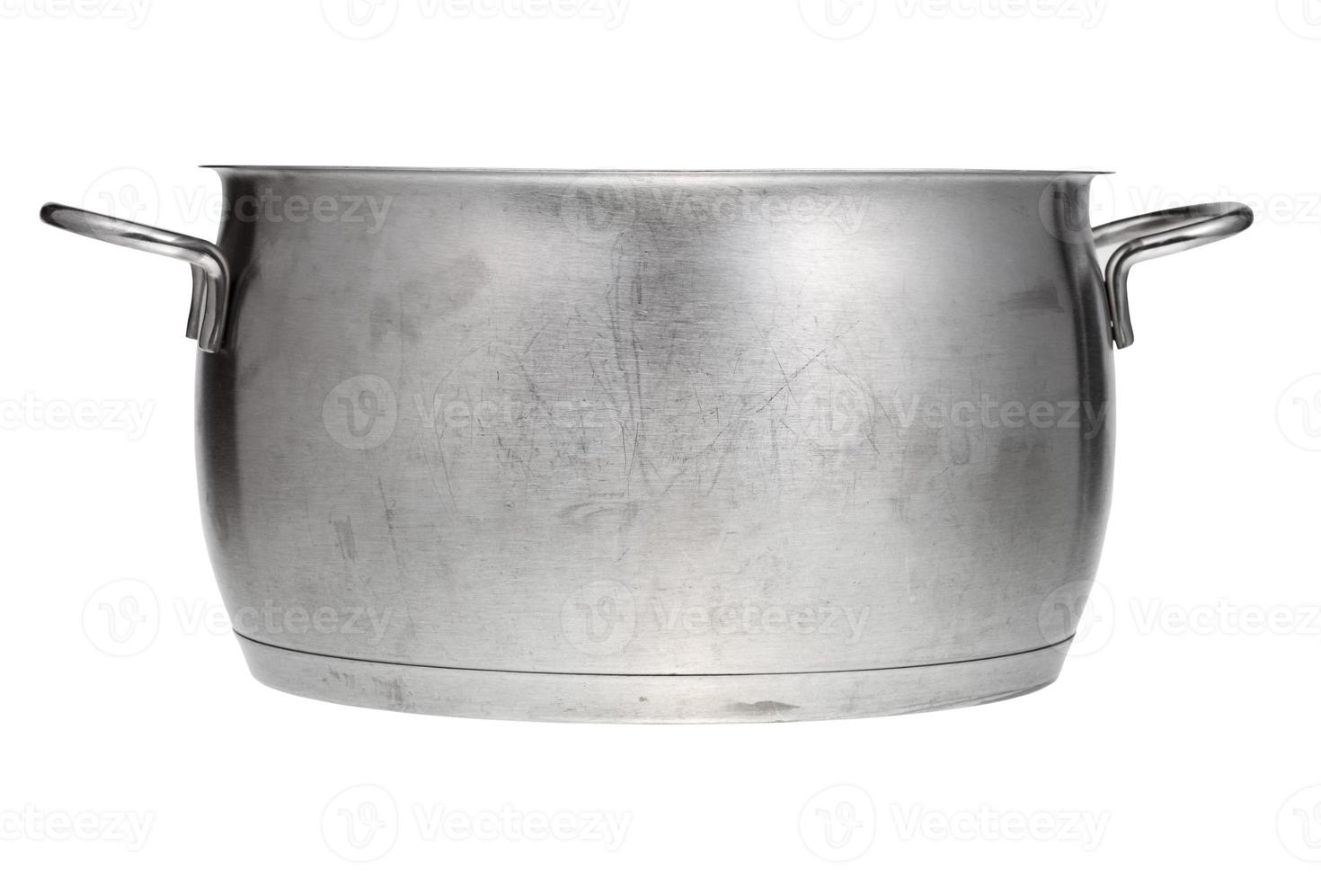 side view of stainless steel saucepan photo