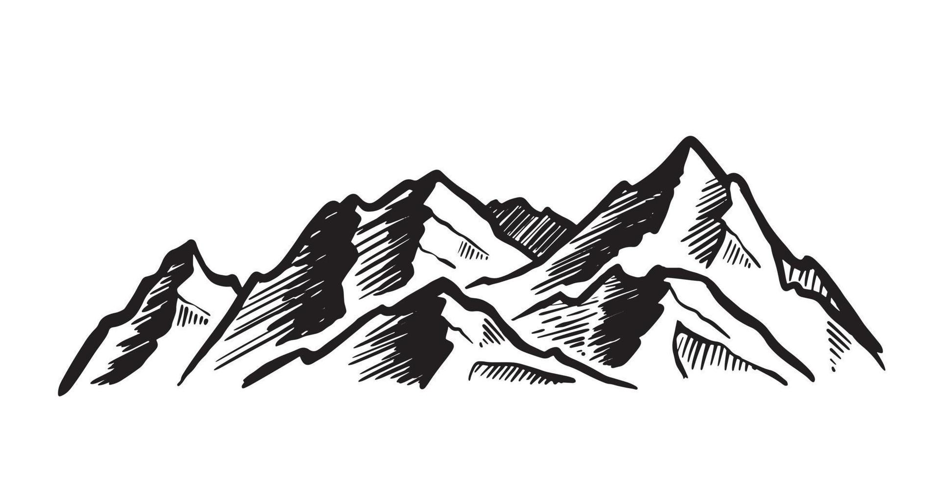 paisaje de montaña, ilustración dibujada a mano vector