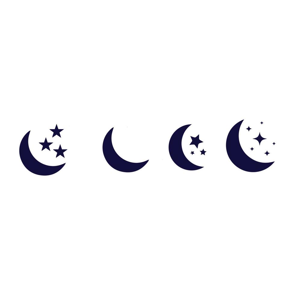 Moon with stars in night sky icons vector design