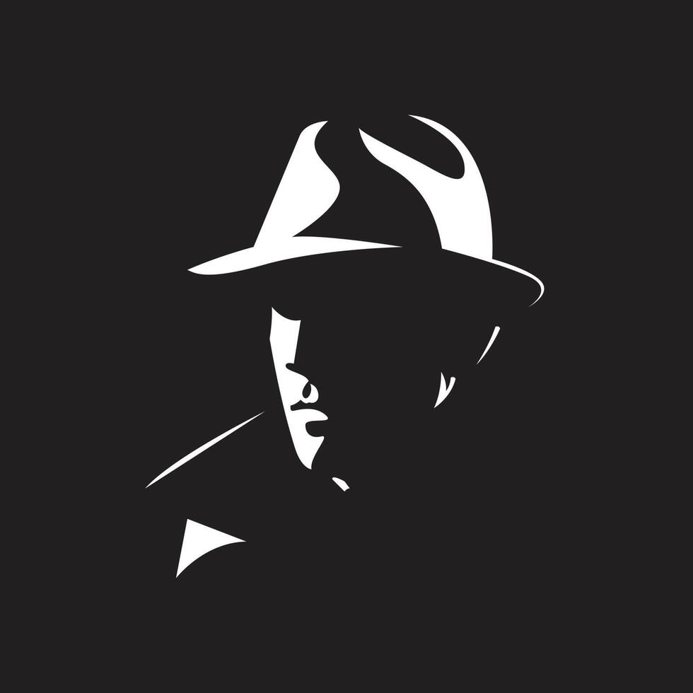 Silhouette of a man's face in a hat. in contrasting backlight. Vector ...