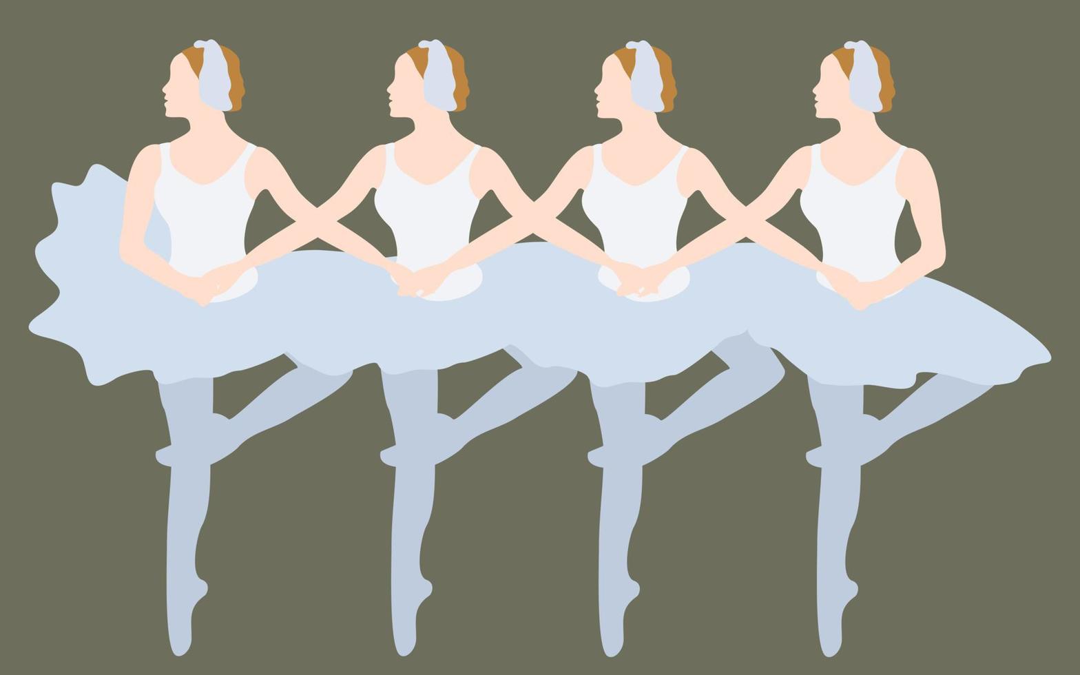 Swan lake ballet. Dance of little swans. vector