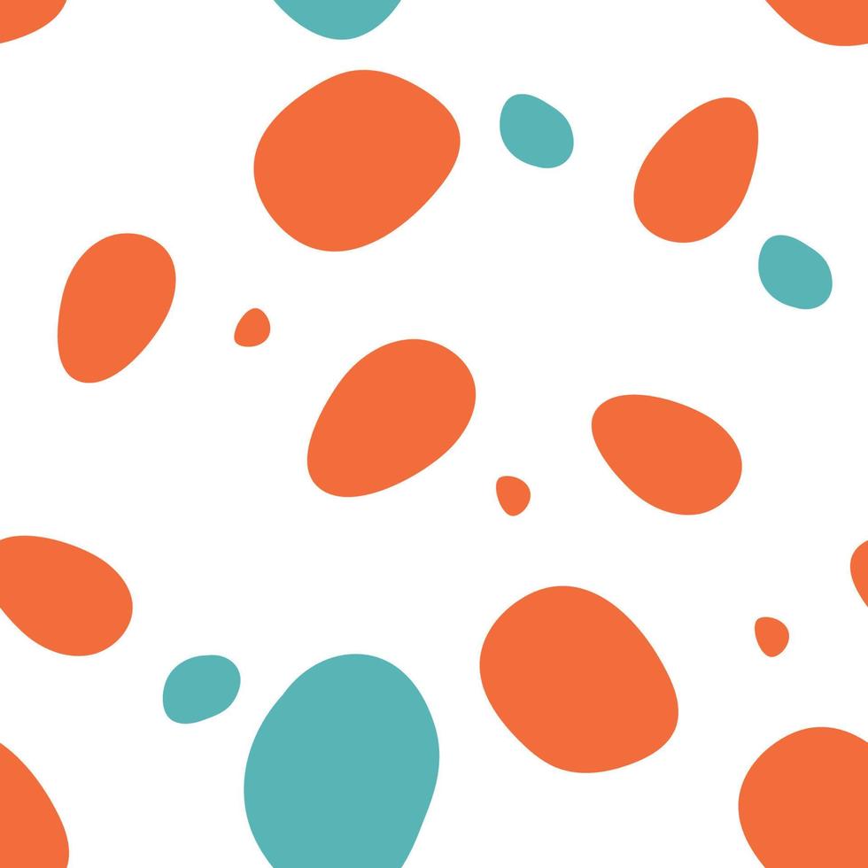 Abstract polka dot seamless vector pattern in orange and blue