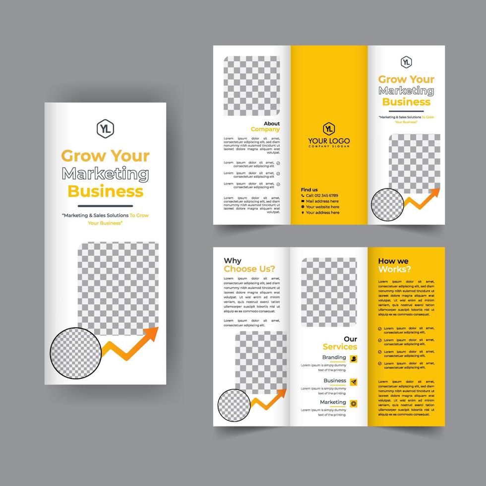 Business trifold brochure annual report cover, digital marketing tri fold corporate brochure cover or flyer design. Leaflet presentation. Catalog with Abstract geometric background. Modern template. vector