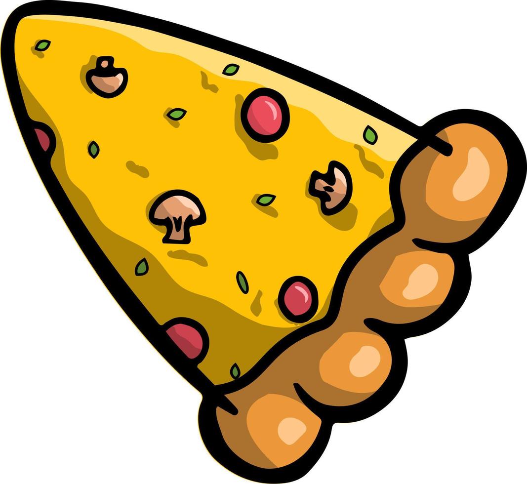 mushroom and sausage topping pizza illustration vector