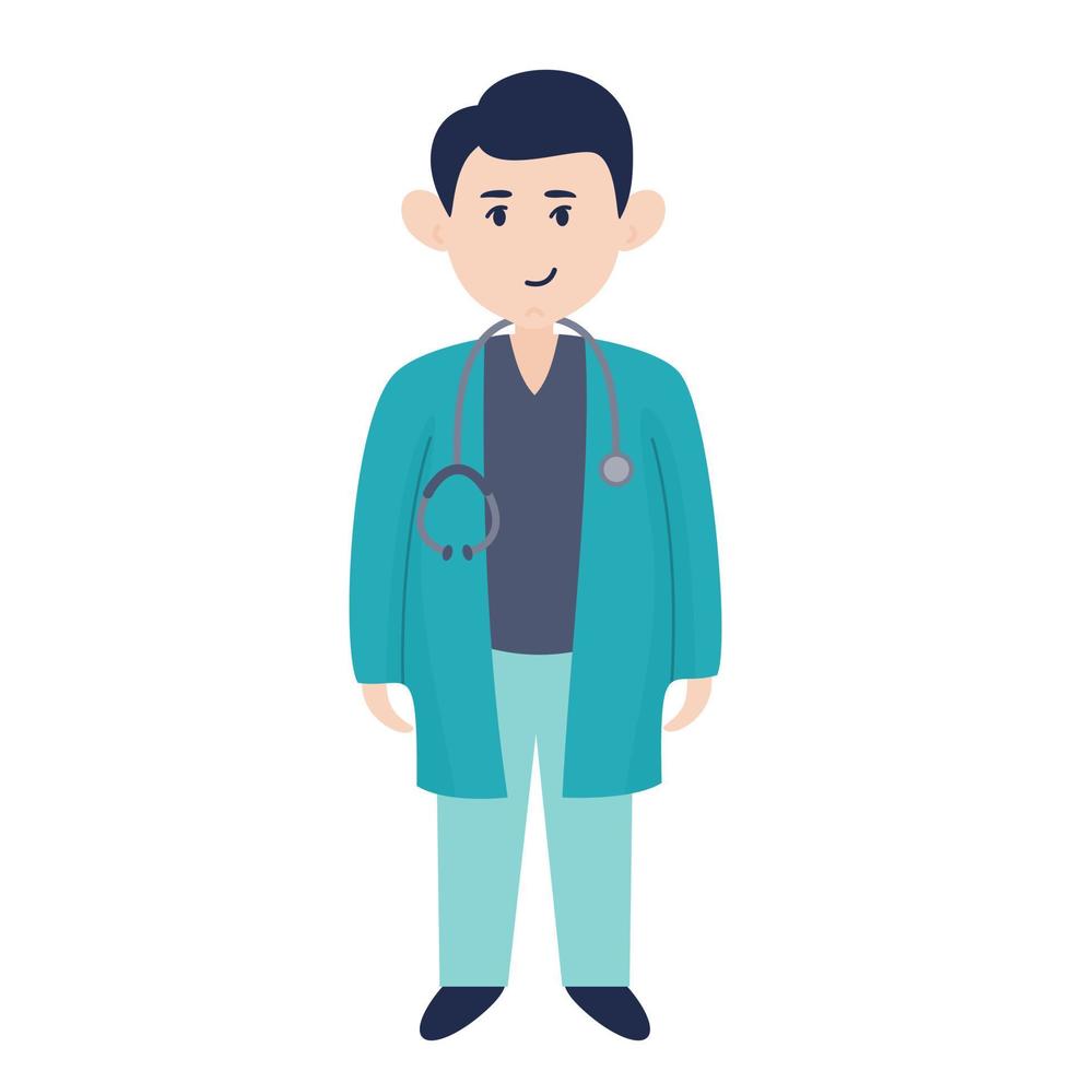 physician in uniform and with stethoscope vector