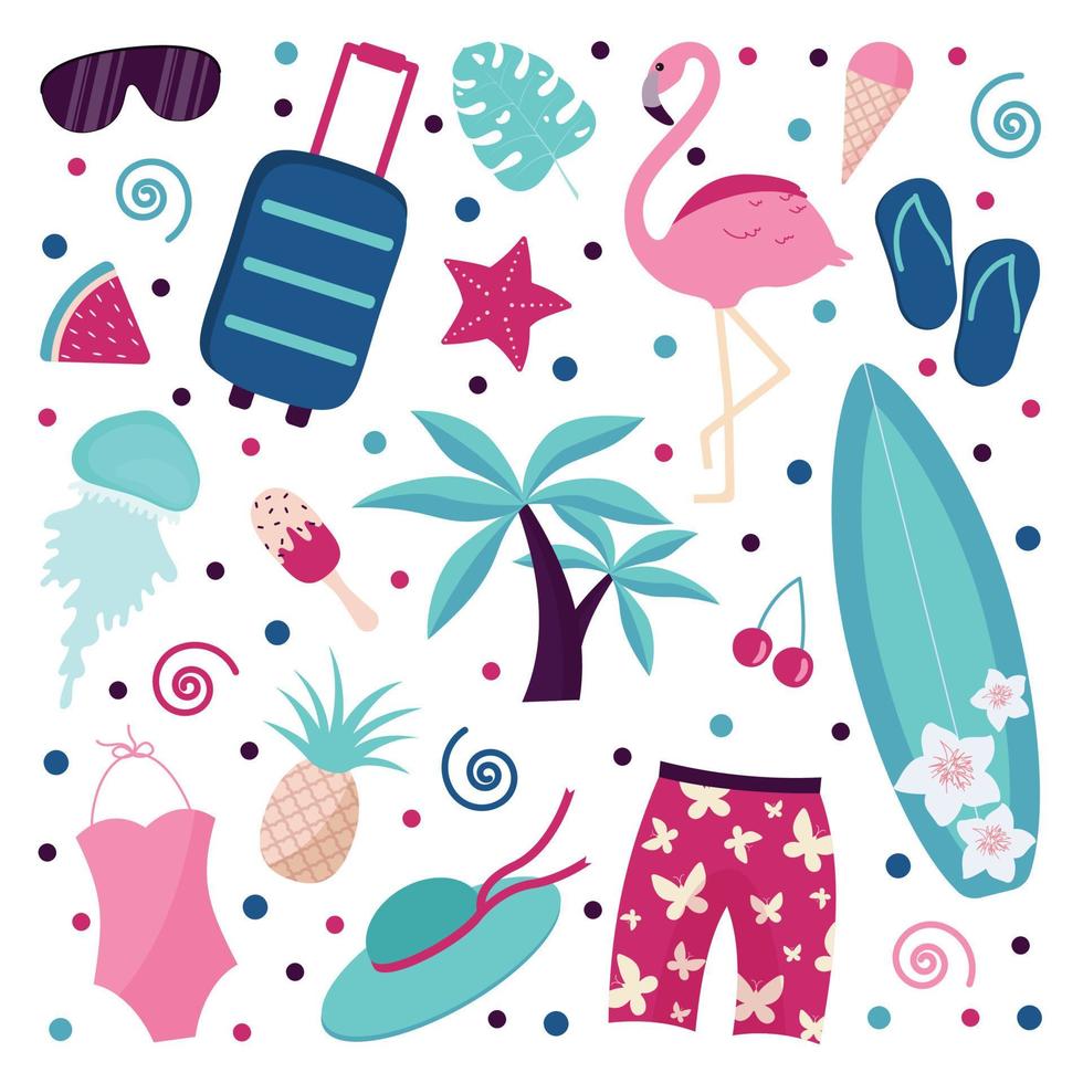 summer accessories kit vector