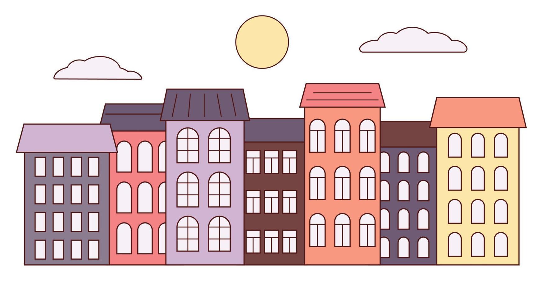 fachadas de casas de colores vector