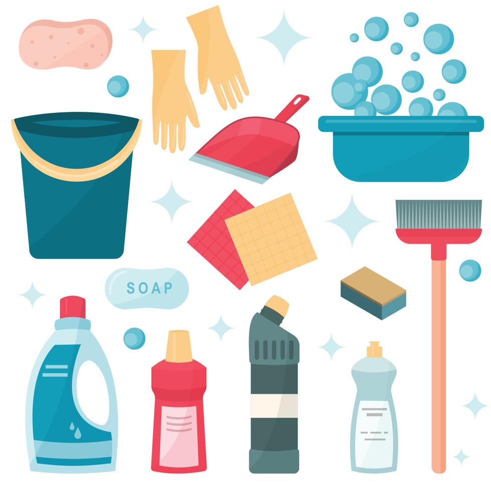 household clean up set vector