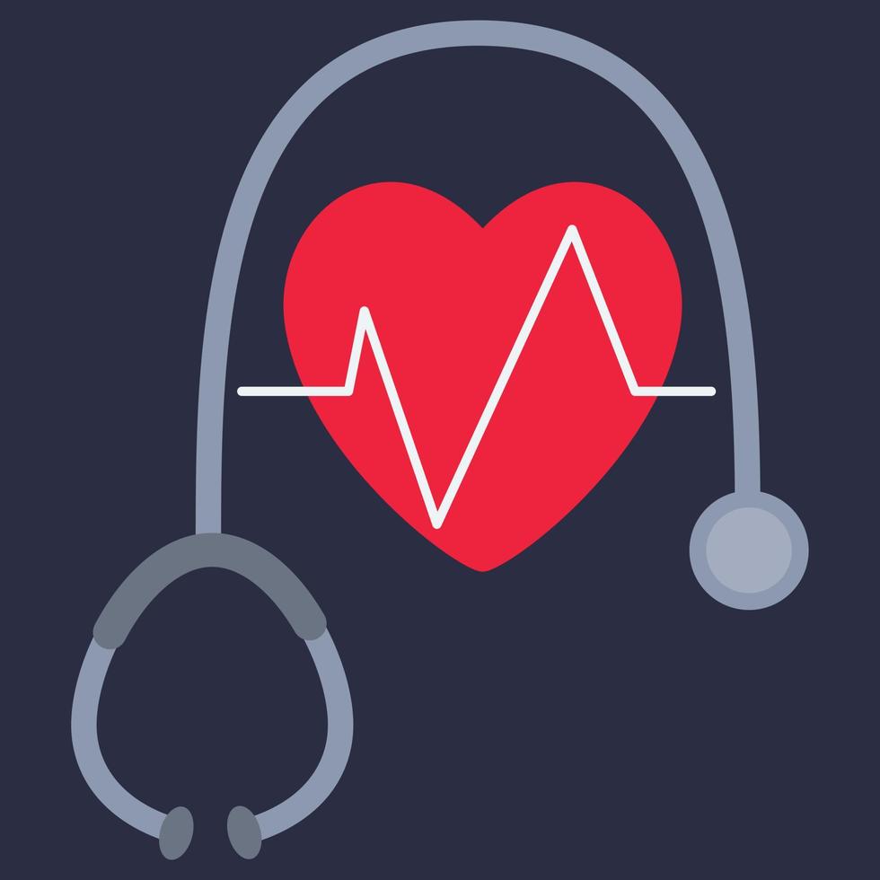 estetoscopio, icono del corazón y línea de electrocardiografía vector