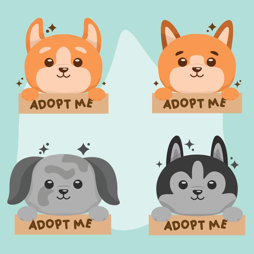Cute Dog in Box Adopt Animal Rescue Concept vector