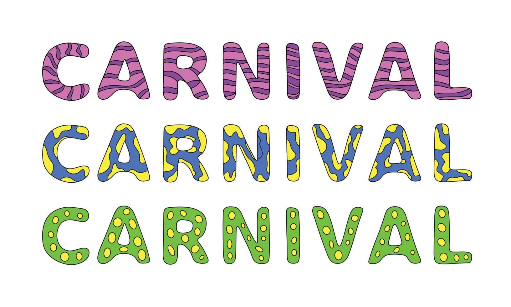 letras de carnaval. palabra abstracta carnaval para banner. ilustración vectorial vector