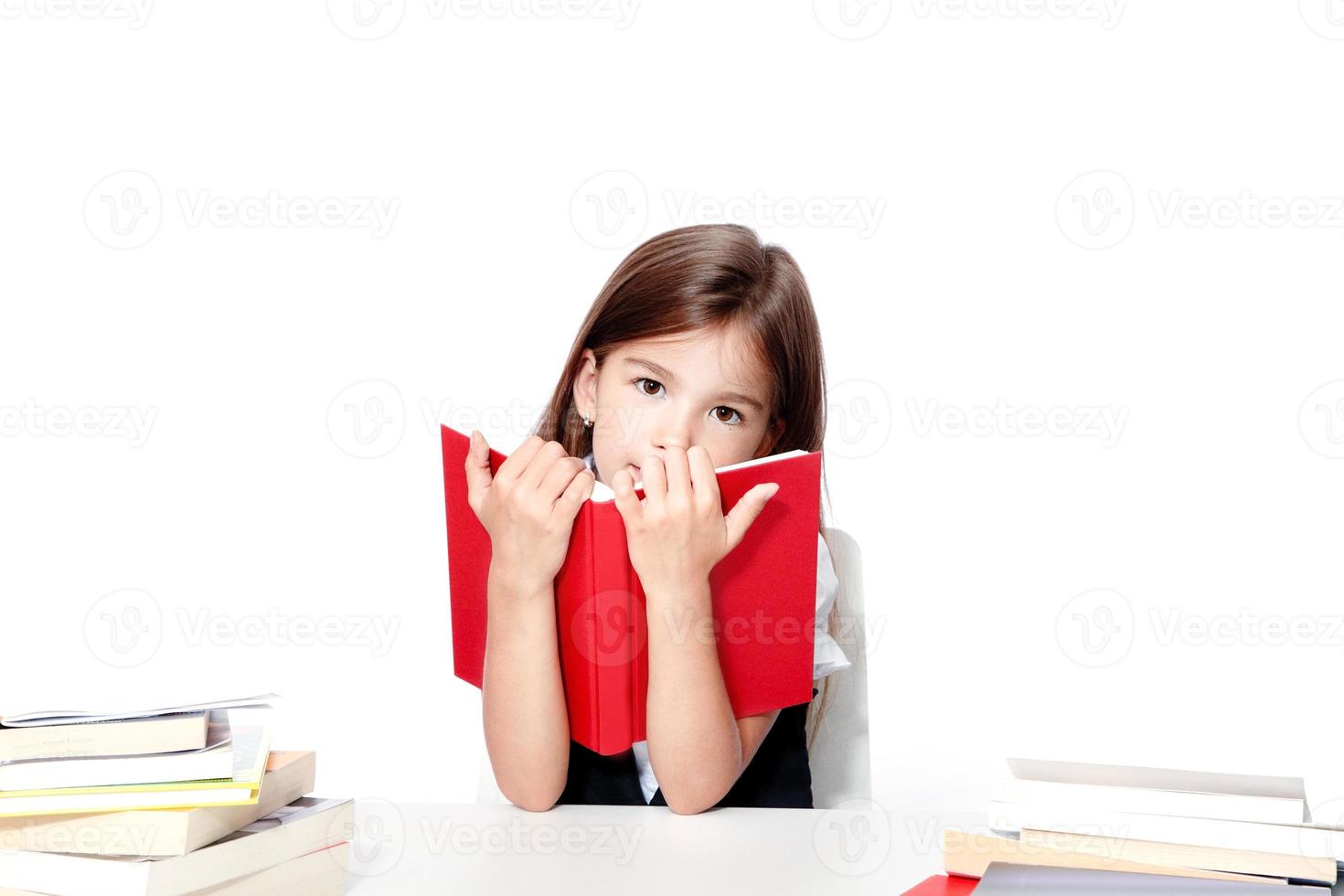 Portrait of modern, happy and cute teen school girl. photo