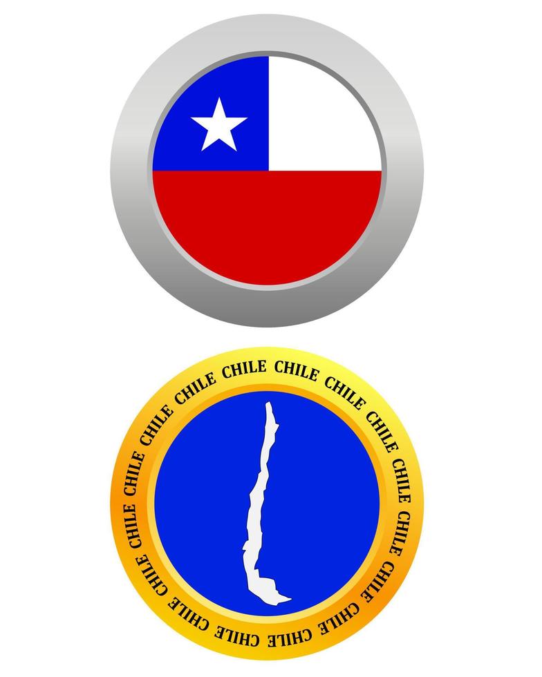 button as a symbol CHILE flag and map on a white background vector
