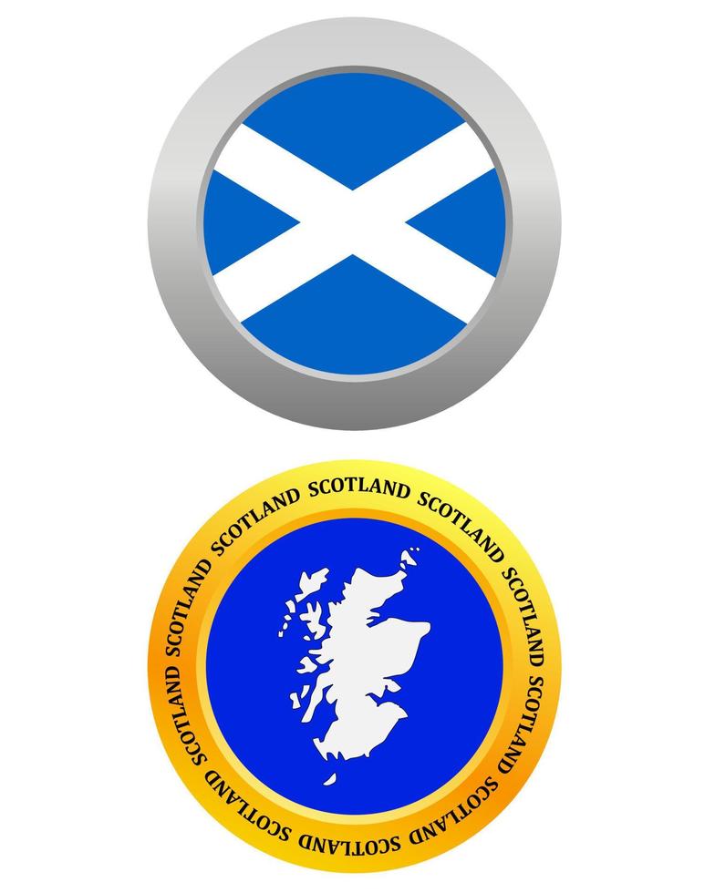 button as a symbol SCOTLAND flag and map on a white background vector