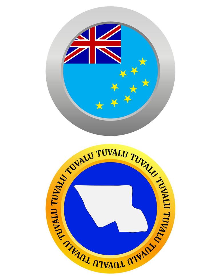 button as a symbol TUVALU flag and map on a white background vector