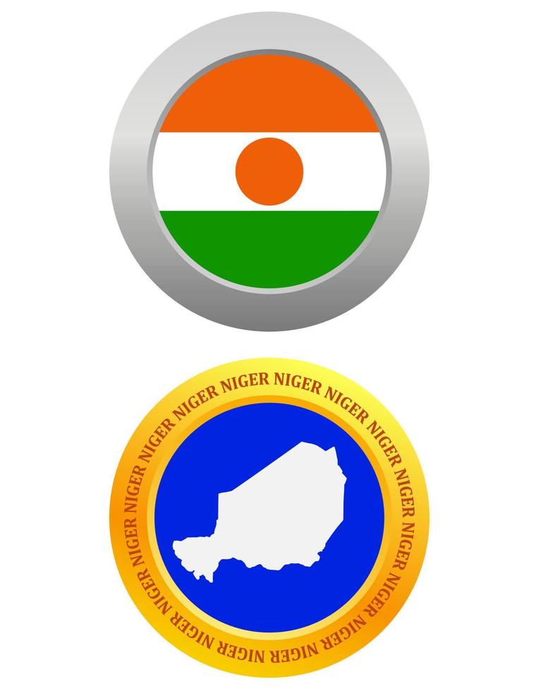 button as a symbol  NIGER flag and map on a white background vector