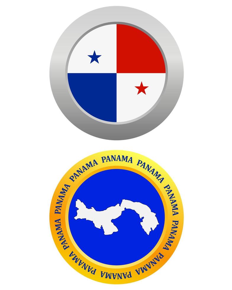 button as a symbol  PANAMA flag and map on a white background vector
