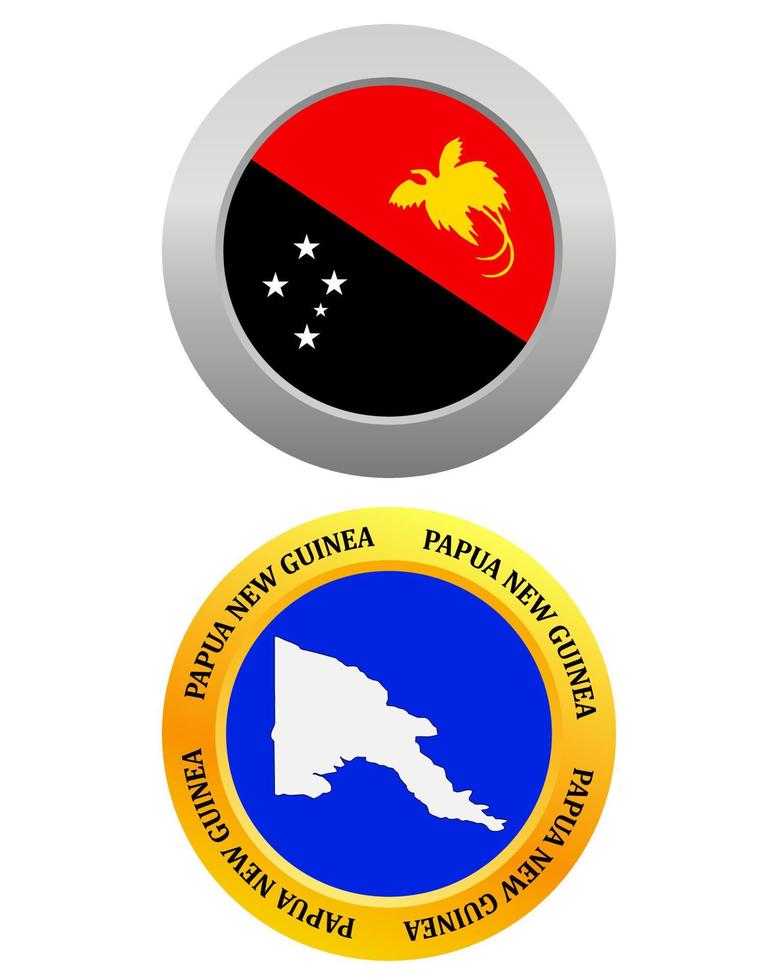 button as a symbol  PAPUA NEW GUINEA flag and map on a white background vector