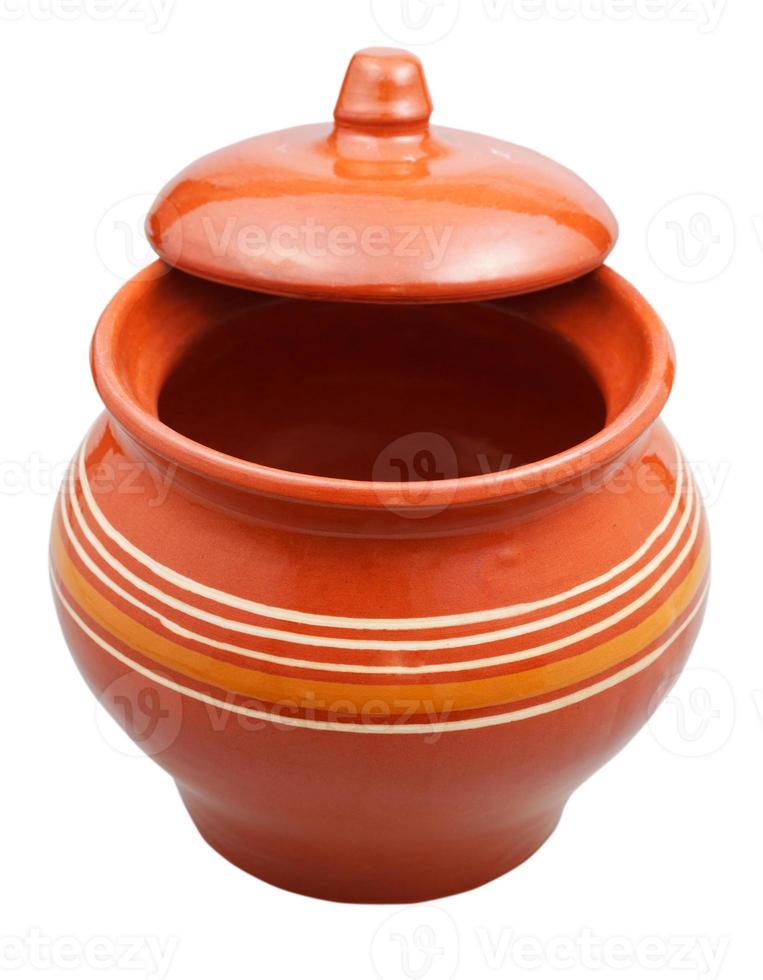 porcelain pot with half-open open lid photo