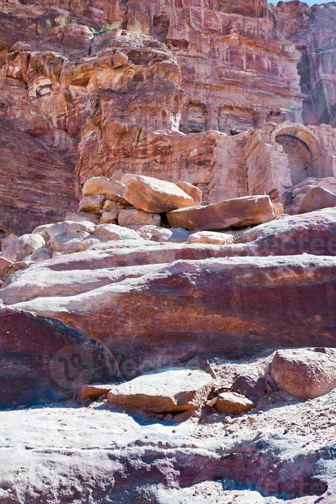 ancient sandstone steps to Royal Tombs in Petra photo