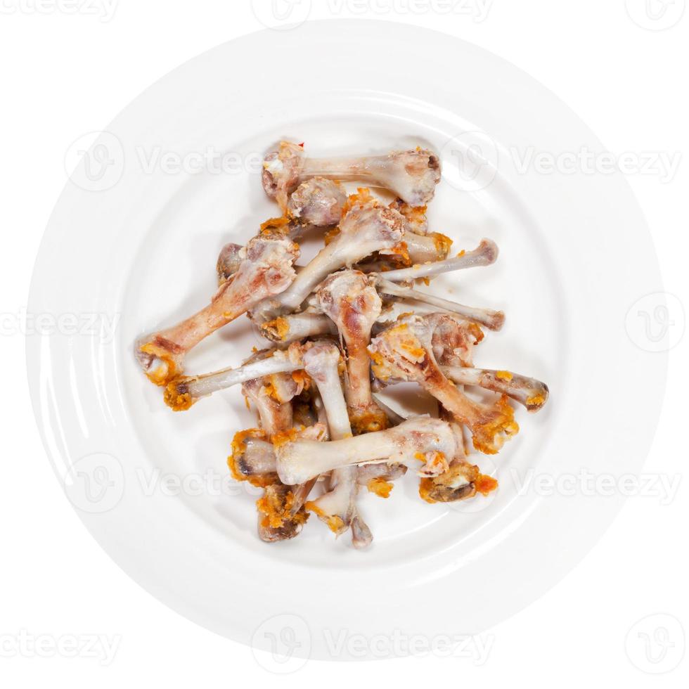 picked chicken bones on plate photo