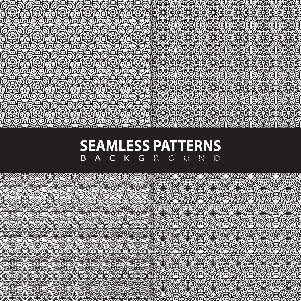 Set of Geometric seamless patterns vector