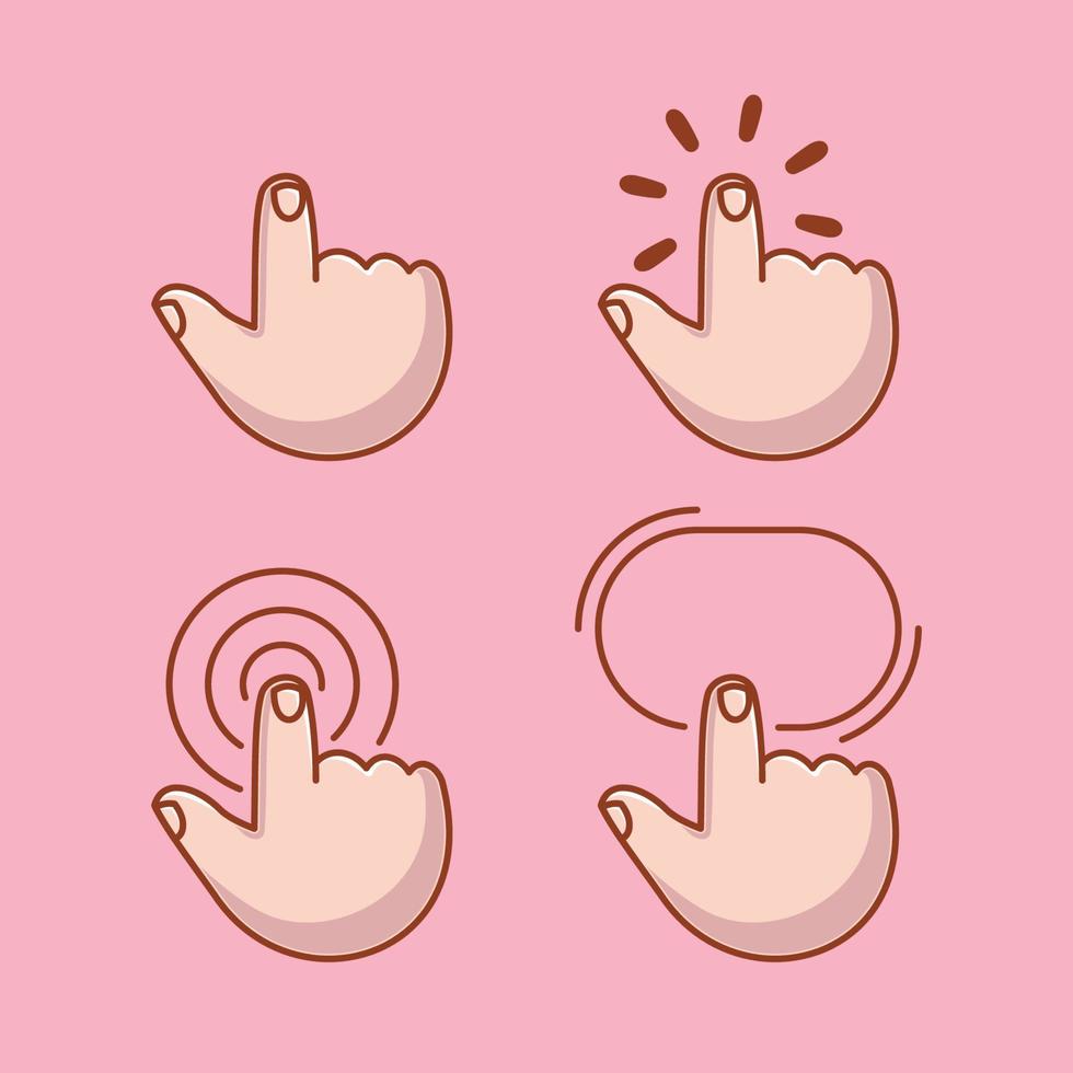 Set of touch icons hand drawn cartoon vector