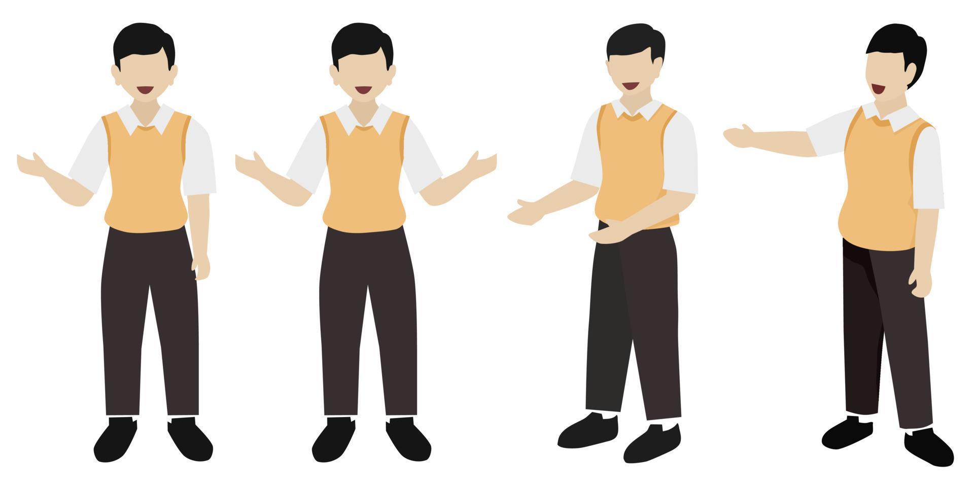 Man Presenting Pose Character Set vector